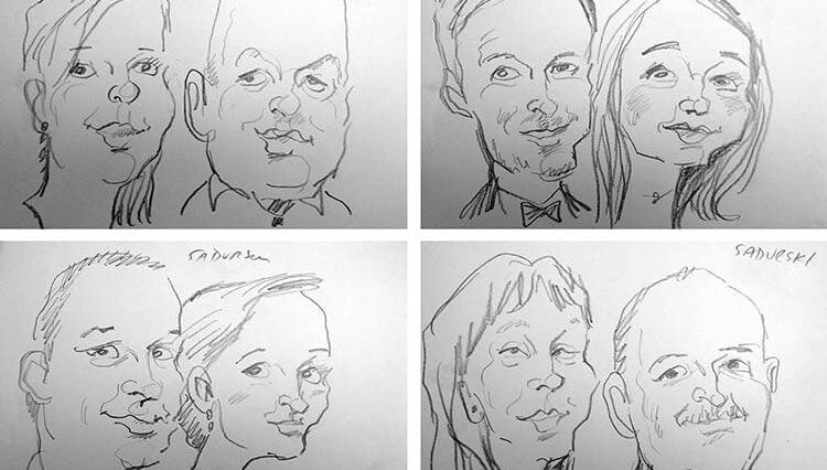 karykatury na żywo atrakcje weselne Białystok tani karykaturzysta na wesele Wigilia firmowa atrakcje