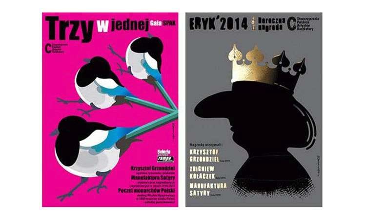 karykaturzysta Eryk Lipiński plakaty Eryki