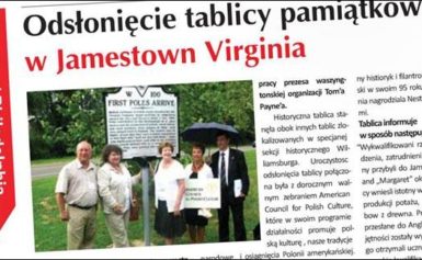 Polacy uhonorowani w Jamestown, Virginia, USA
