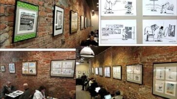 Rysunki Sadurskiego Starbucks Brooklynie NYC Brooklyn