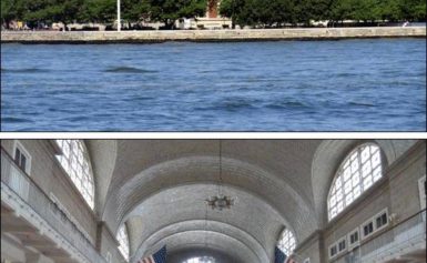 Wyspa Ellis Island obok Manhattanu