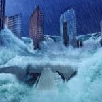 powódź zmiany klimatyczne fale wody kataklizm wieżowce miasto